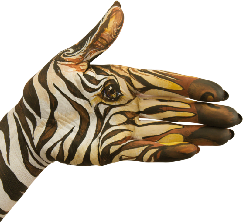 Hand painted to look like a zebra